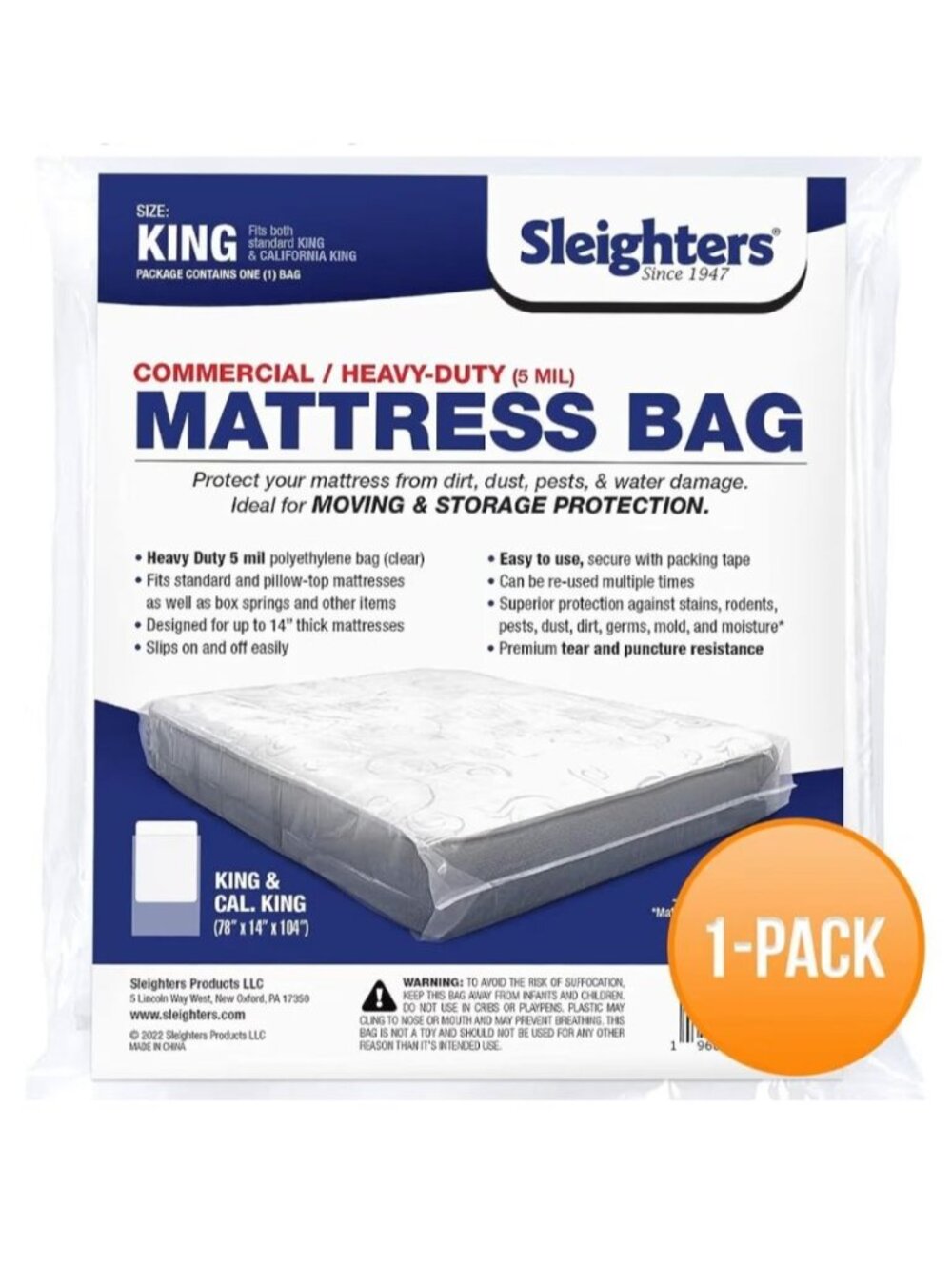 Mattress Storage Bag Moving Long-Term Storage Heavy Duty 5 Mil Mattress Protect